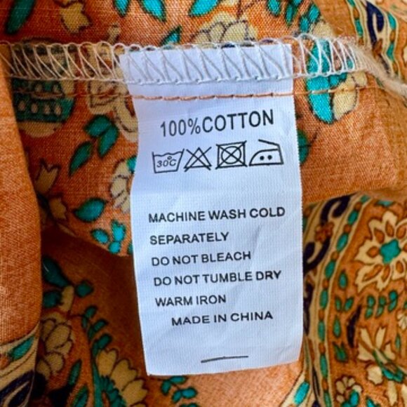 Yellow Orange and Blue Floral Boho 100% Cotton Kimono Robe - Picture 10 of 13